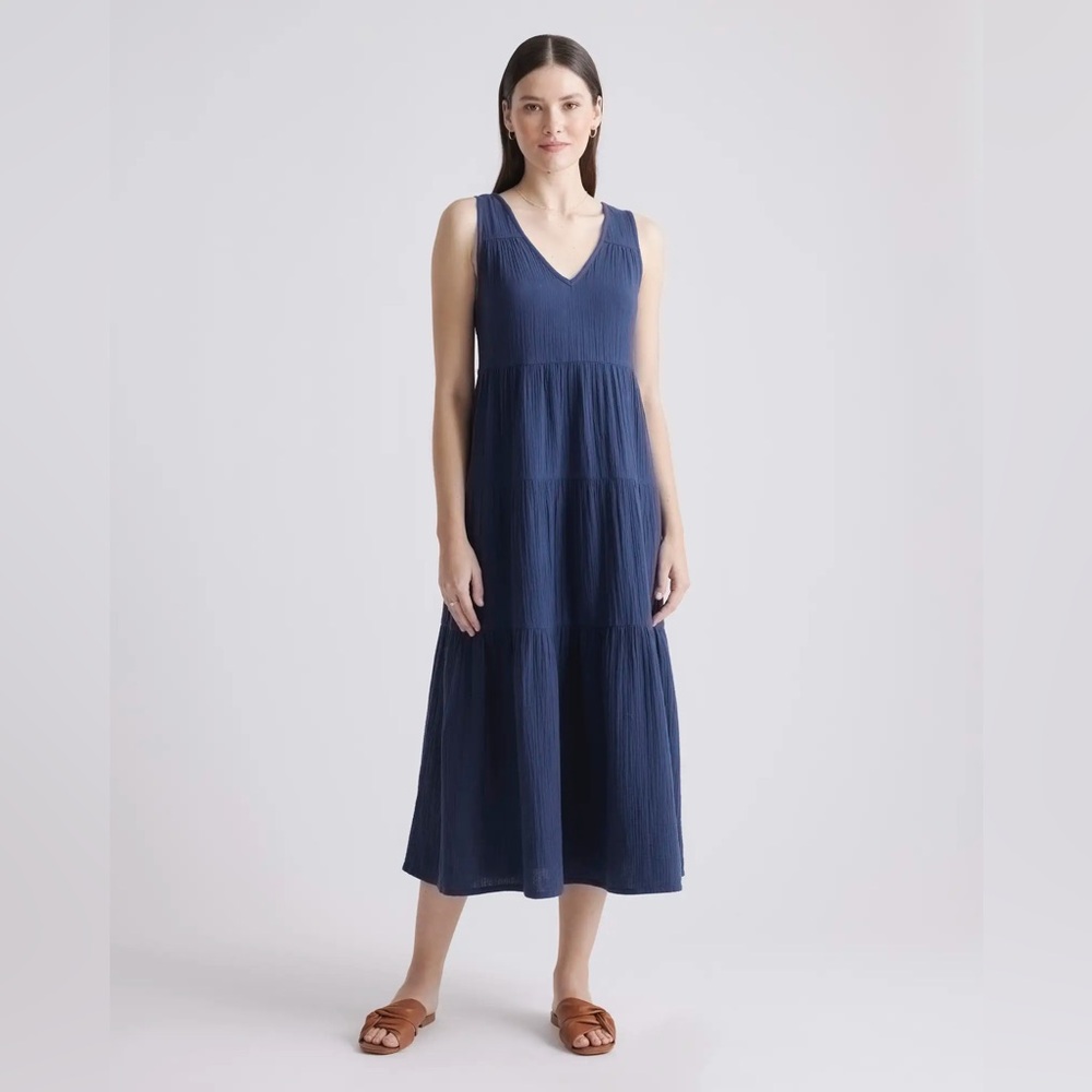 100% Organic Cotton Gauze Tiered Maxi Dress